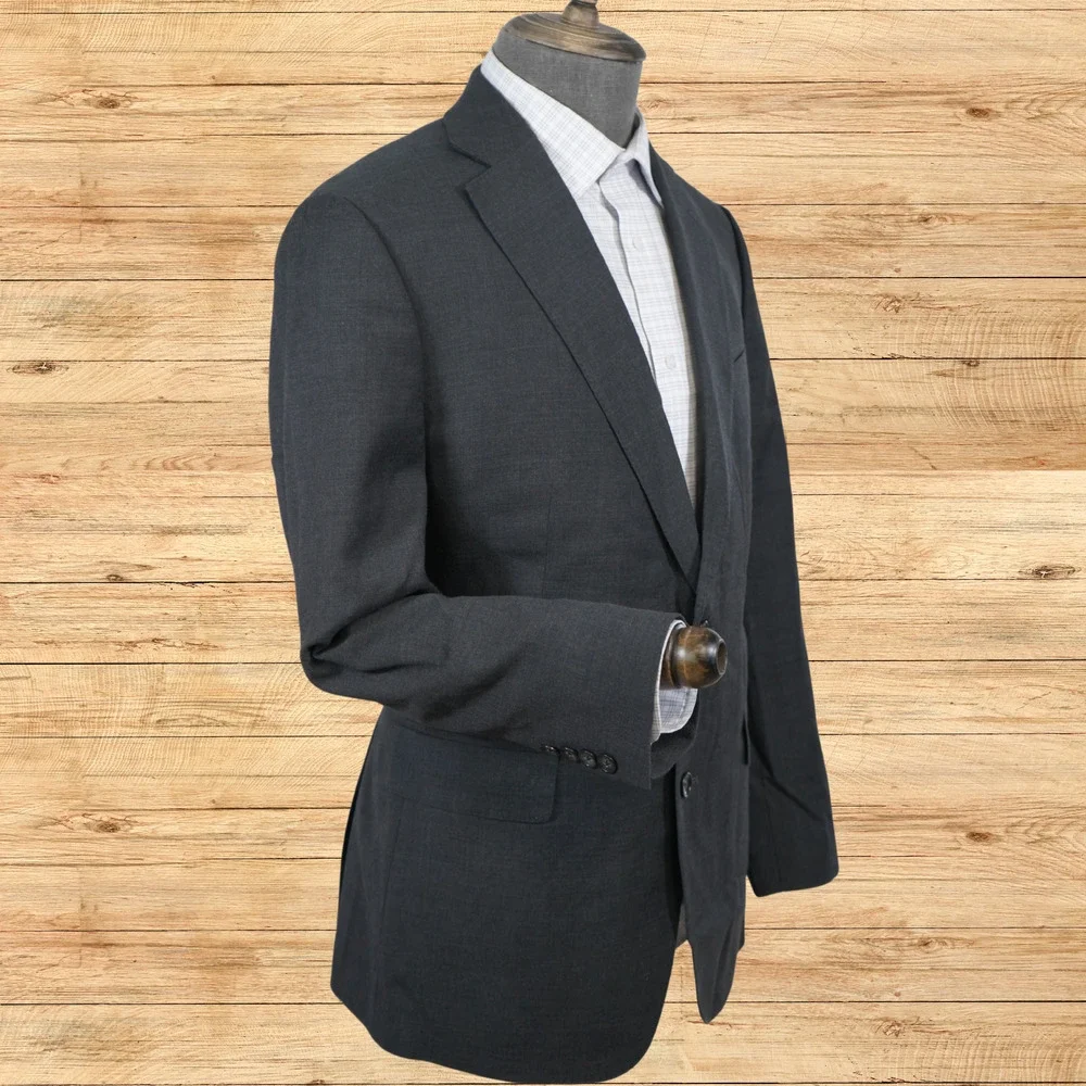 Charles Tyrwhitt Mens 42R Slim Fit Suit Jacket Charcoal Gray Super 100s Wool